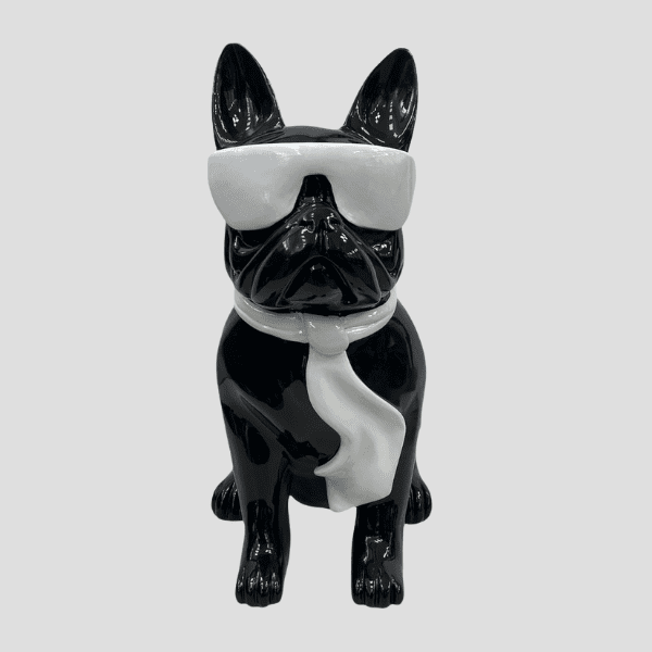 Bulldog con gafas y lazo